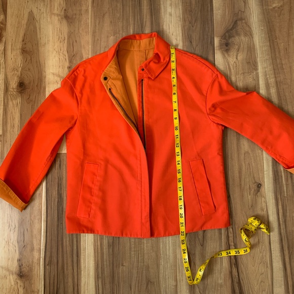 AKRIS Reversible Natalie Jacket Matching Skirt Set Two Toned Orange Cotton - Picture 13 of 16